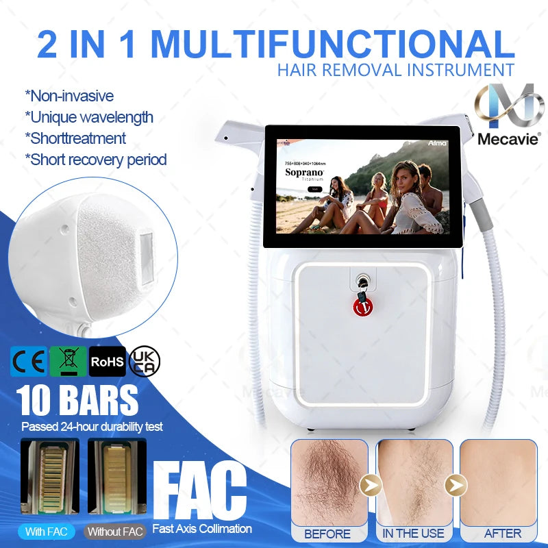 Máquina de Depilación Láser de Diodo de 6 Ondas y 6000W Profesional 2026 2 EN 1, Máquina de Eliminación de Tatuajes Picos Q-Switch ND YAG para Salón de Belleza