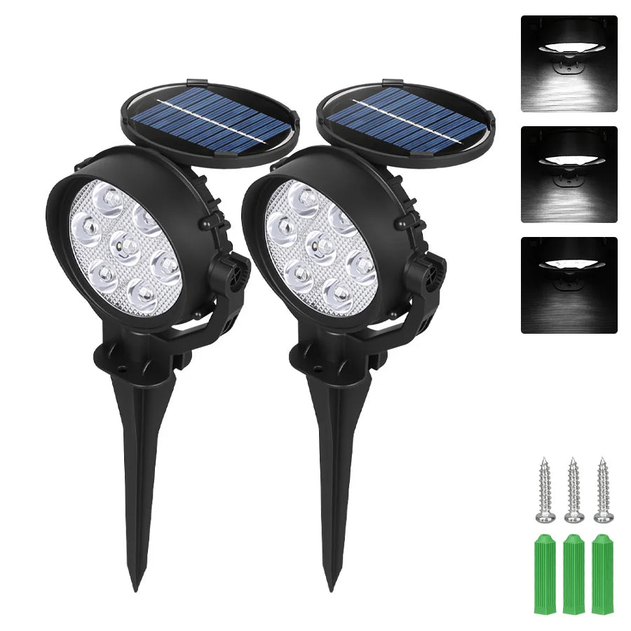 9 focos solares LED, impermeables IP65, luces solares RGB para exteriores, brillo ajustable para jardín, patio y palmeras