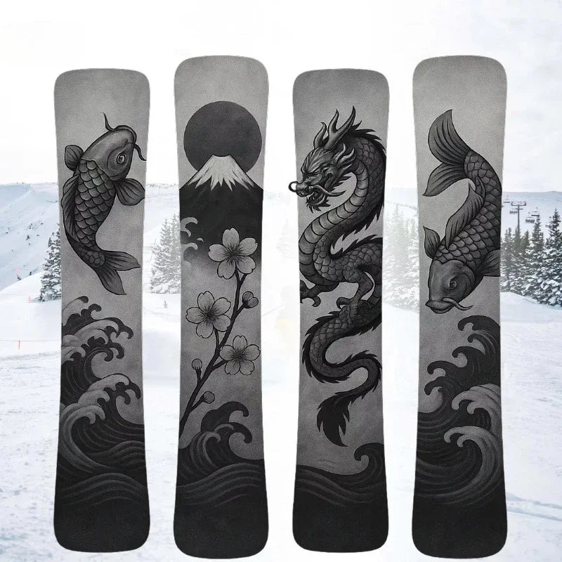 Tabla de Snowboard de Madera Personalizada con Borde de Acero de Longitud Completa, Diseño Rígido y Flexible, Tabla con Grabado de Cabeza de Martillo para Esquiadores Avanzados, Doble 168cm