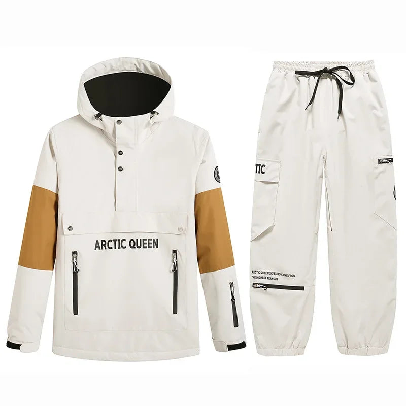 Conjuntos de Trajes de Nieve para Hombre y Mujer, Ropa de Snowboard, Ropa de Invierno para Exteriores, Sudadera con Capucha, Traje Impermeable, Chaqueta de Esquí + Pantalones