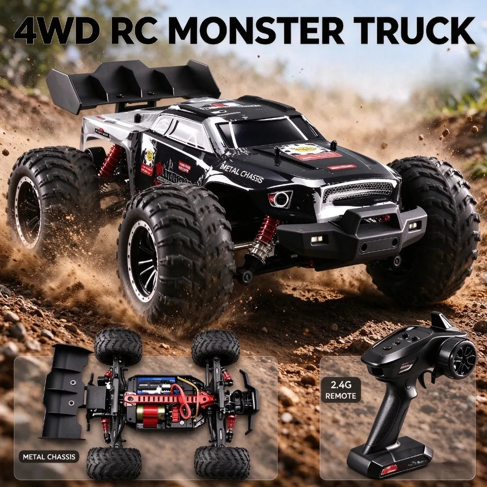 Coche de Carreras RC sin Escobillas de Grado Profesional, Vehículo Todoterreno de Alta Velocidad 4WD, Coche de Control Remoto para Aficionados, para Adultos y Niños