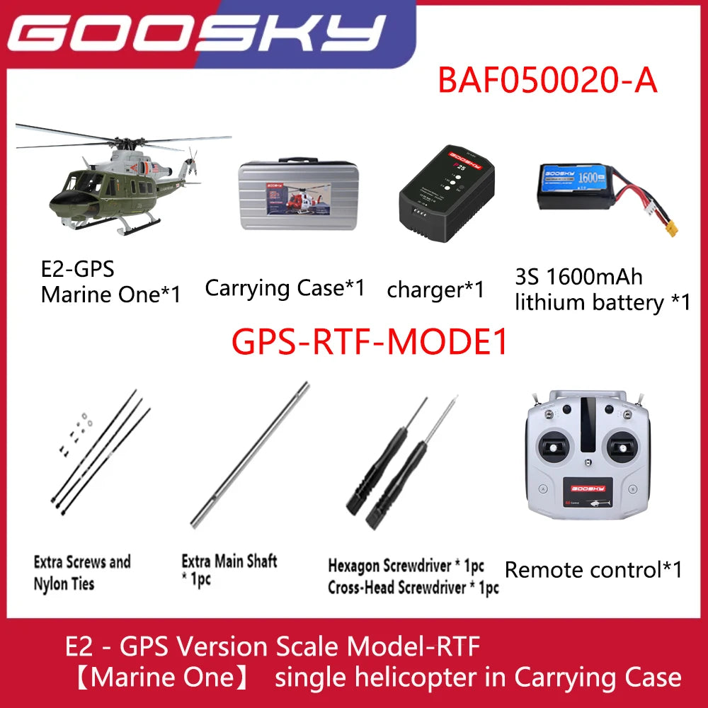 Nuevo Helicóptero RC GOOSKY E2 Marine One GPS 2026, Apariencia Militar, Estuche Portátil, Versión BNF/RTF