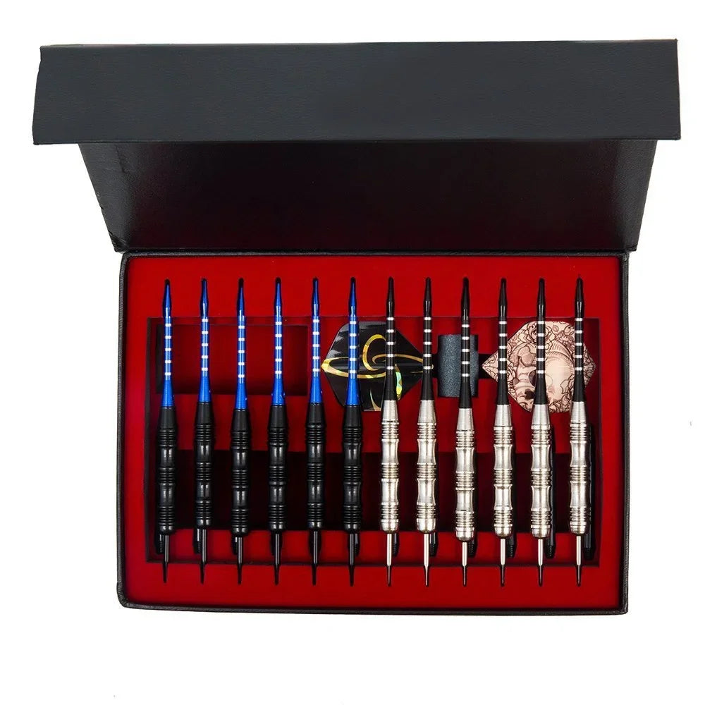 Juego de dardos profesionales de punta de acero - Dardos de punta metálica con ejes, plumas y protectores de aluminio coloridos - Kit de accesorios para dardos