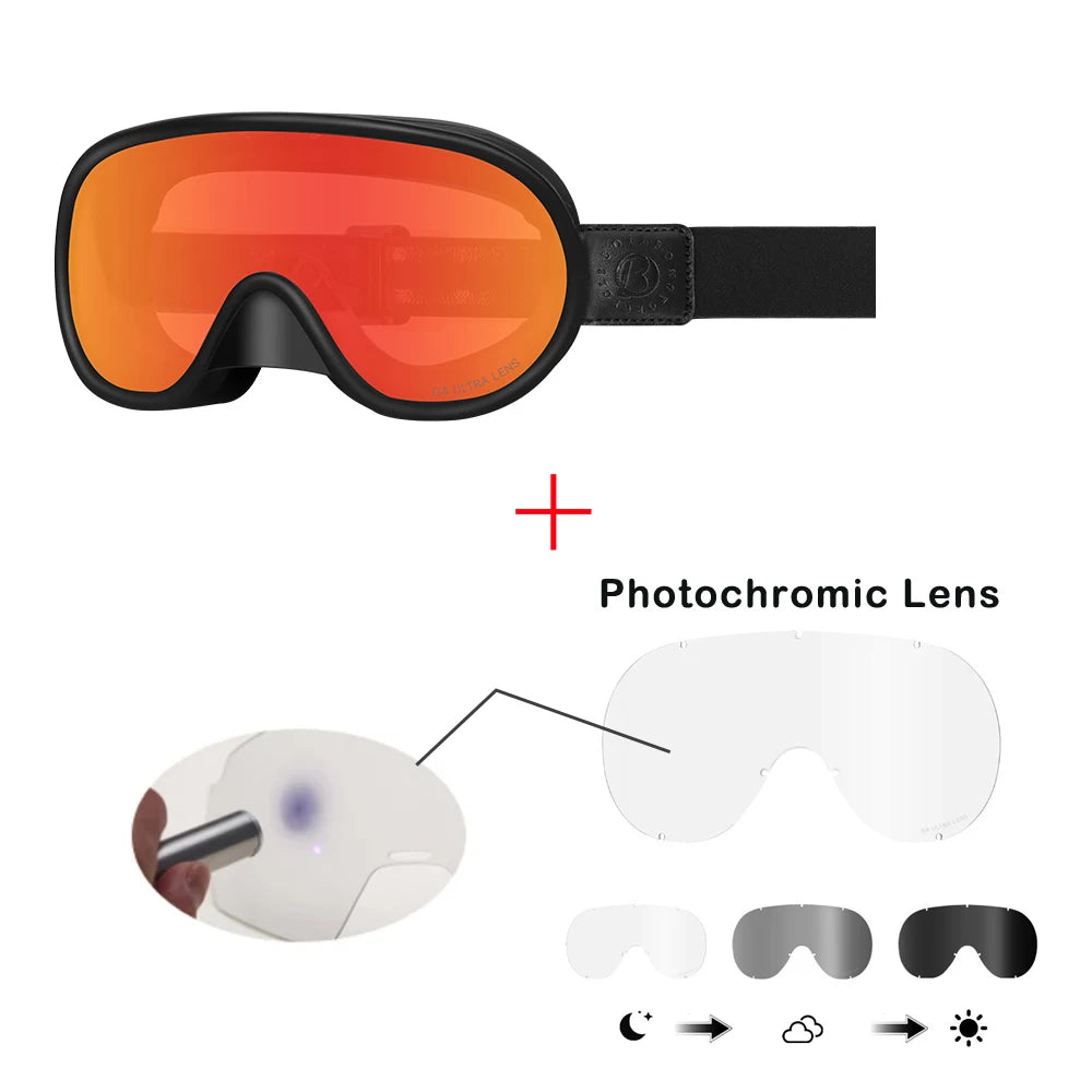 BOLLFO-gafas fotocromáticas Vintage para motocicleta, equipo de equitación para Motocross, UV400, antiniebla, para esquí, moto de nieve y Snowboard