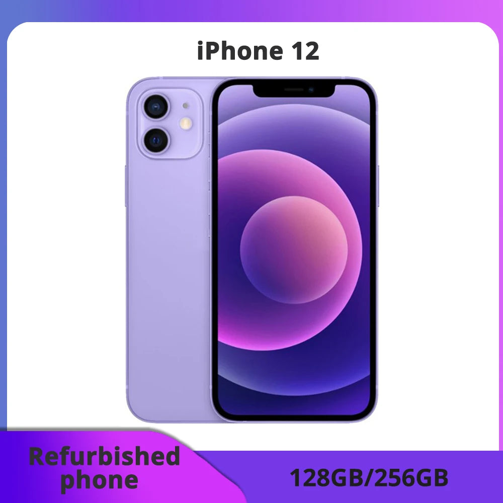 Teléfono reacondicionado Apple iPhone 12 128 GB/256 GB ROM Smartphone Face ID pantalla OLED de 6,1 pulgadas 4 GB RAM chip Bionic Dual SIM excelente estado