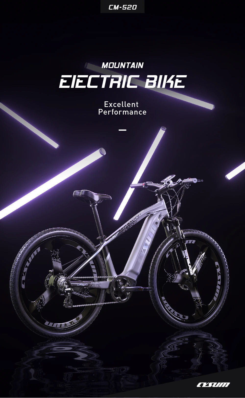 Cysum Speedy 29 pouces 250W E-Bike 48V 14Ah LG Battery 85km Range, 29-Inch Tires Hydraulic Disc Brakes 25km/h for Trail