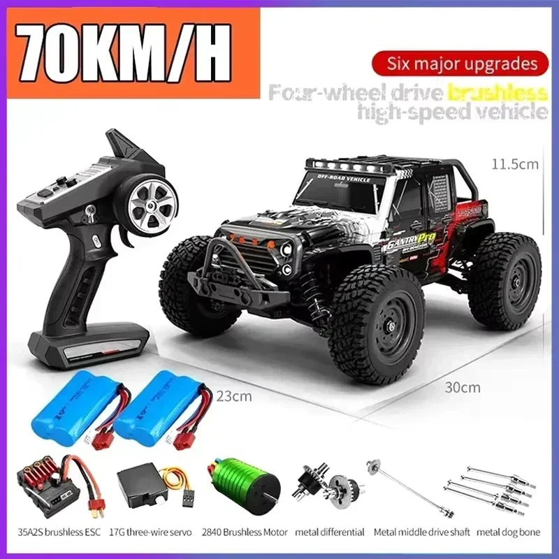 Coche teledirigido SCY16101 16102 de alta velocidad 70 km/h, coche teledirigido con tracción a las cuatro ruedas para niños, motor sin escobillas con LED