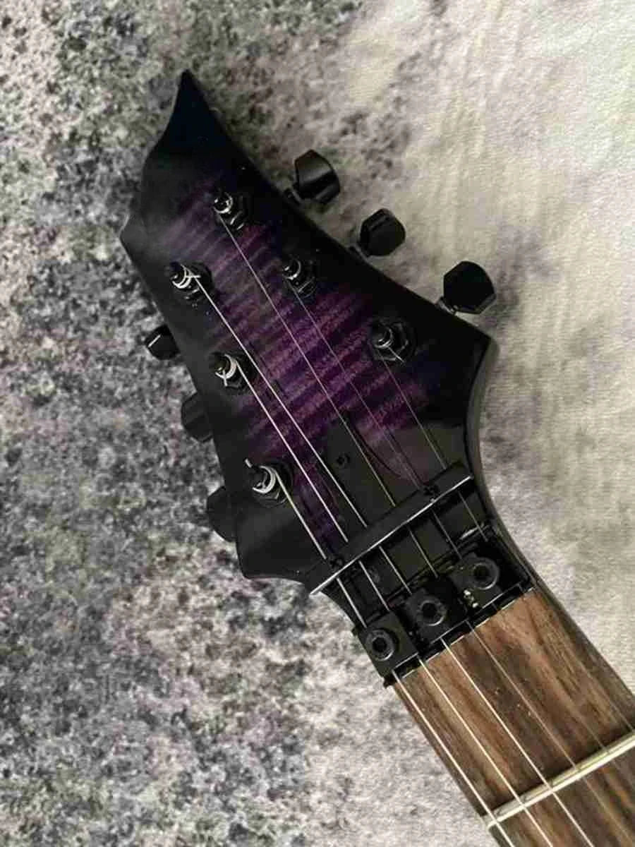 Guitarra Eléctrica de 6 Cuerdas con Diseño de Rayas de Tigre Morado y Diapasón de Palisandro en Oferta