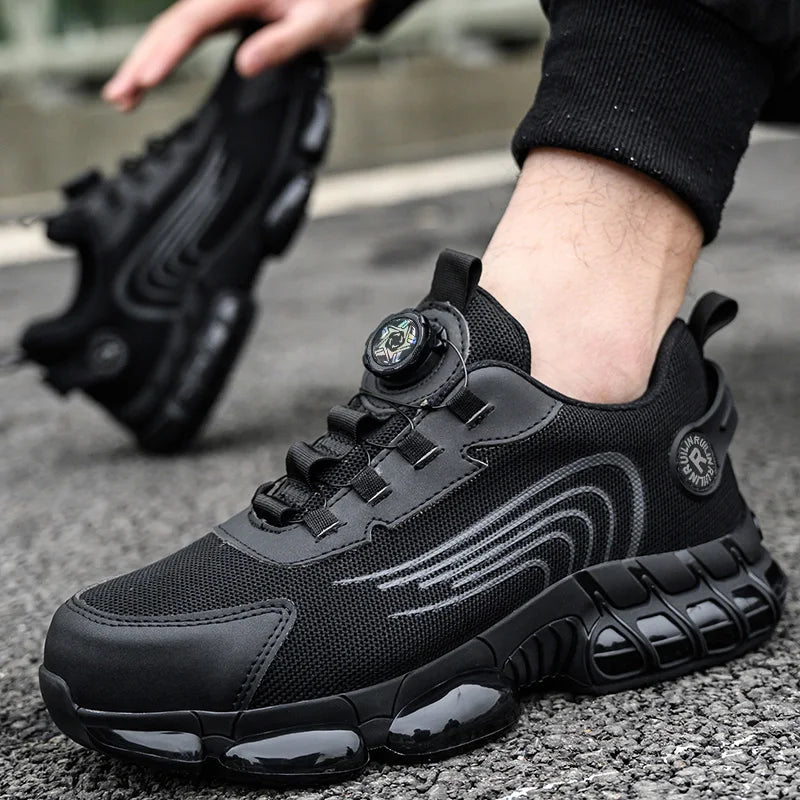 Zapatos de Seguridad con Puntera de Acero para Hombre, Zapatos de Trabajo con Botón Giratorio, Anti-aplastamiento, Anti-pinchazos, Zapatillas de Trabajo