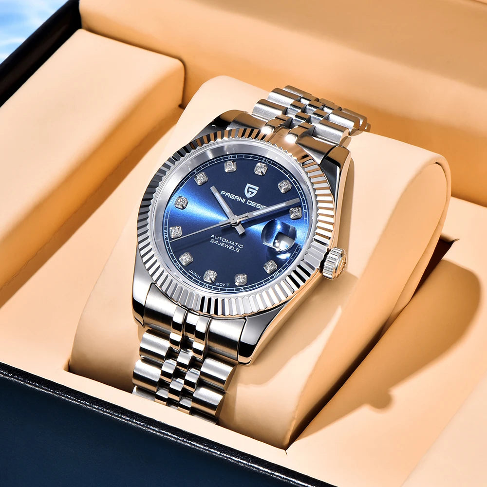 Reloj para hombre PAGANI DESIGN PD1645, movimiento automático, resistente al agua 100M, acero inoxidable, cristal de zafiro, reloj deportivo y de negocios