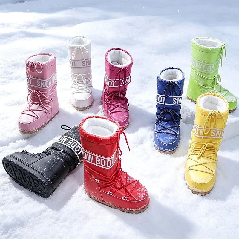 2026 Nuevas Botas de Nieve para Mujer, de Caña Alta, Estilo Lunar, Punta Redonda, Ligeras, Suela Gruesa, Cálidas y Aisladas, para Esquí, Invierno y Actividades al Aire Libre