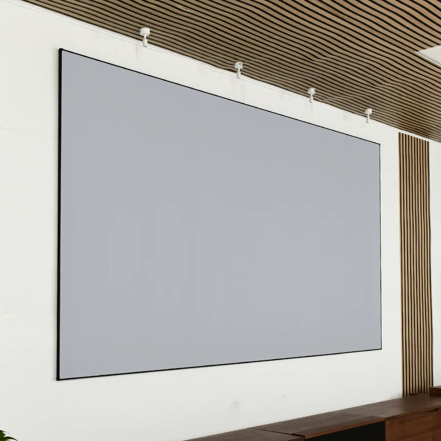 Pantalla de proyector de marco fijo ALR 16:9 gris, montada en la pared