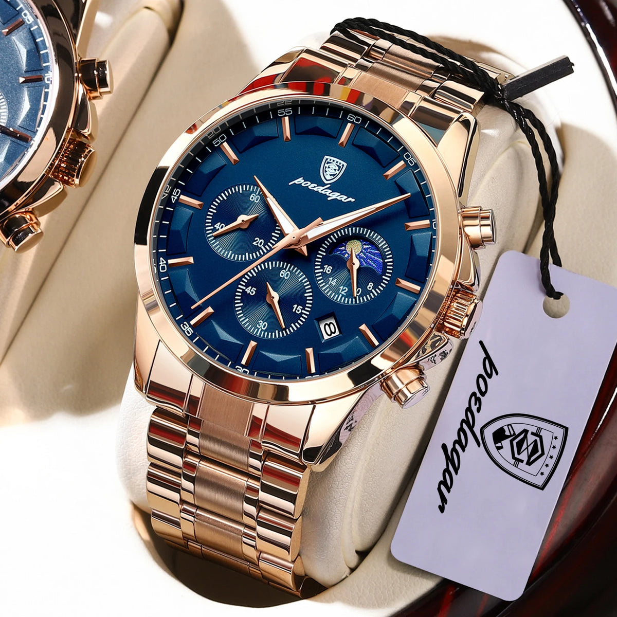 POEDAGAR Youth Fashion Man Clock Waterproof Luminous Stainless Steel Men Watch Chronograph Date Quartz Sport Men's Watches Reloj