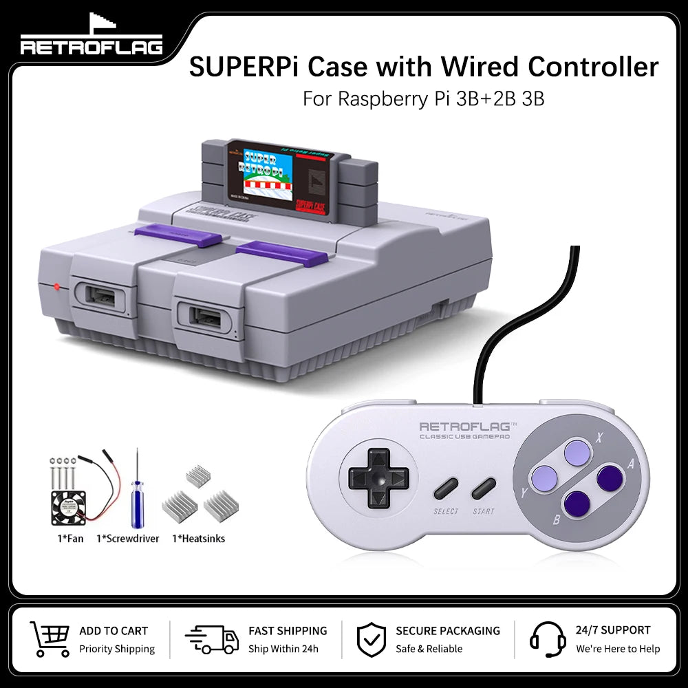 Retroflag SUPERPi Case with Wired Controller for Raspberry Pi 3B+ 2B 3B Deluxe Edition UCase Set