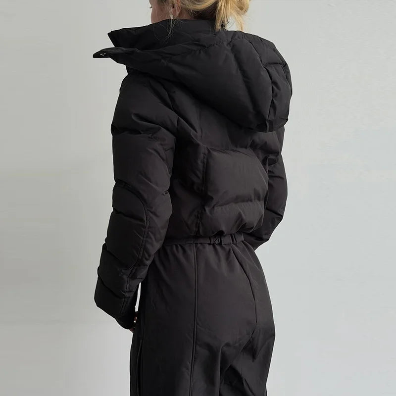 Traje de esquí con capucha y cremallera para mujer, mono de snowboard de una sola pieza, ropa deportiva para mujer, estilo casual, moda urbana, otoño e invierno, novedad.