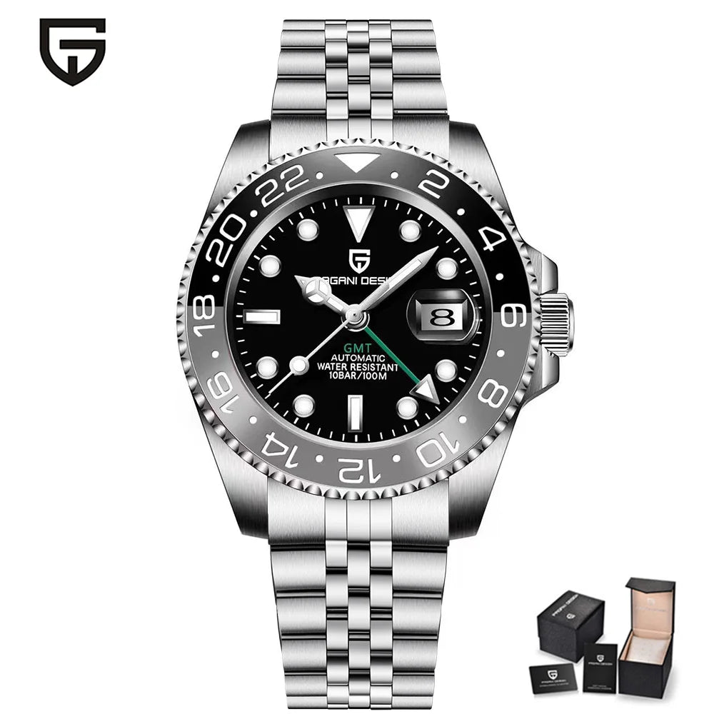 Nuevo reloj mecánico automático para hombre Pagani Design V2 de 40 mm, reloj GMT de acero inoxidable con cristal de zafiro, reloj deportivo de marca superior para hombre