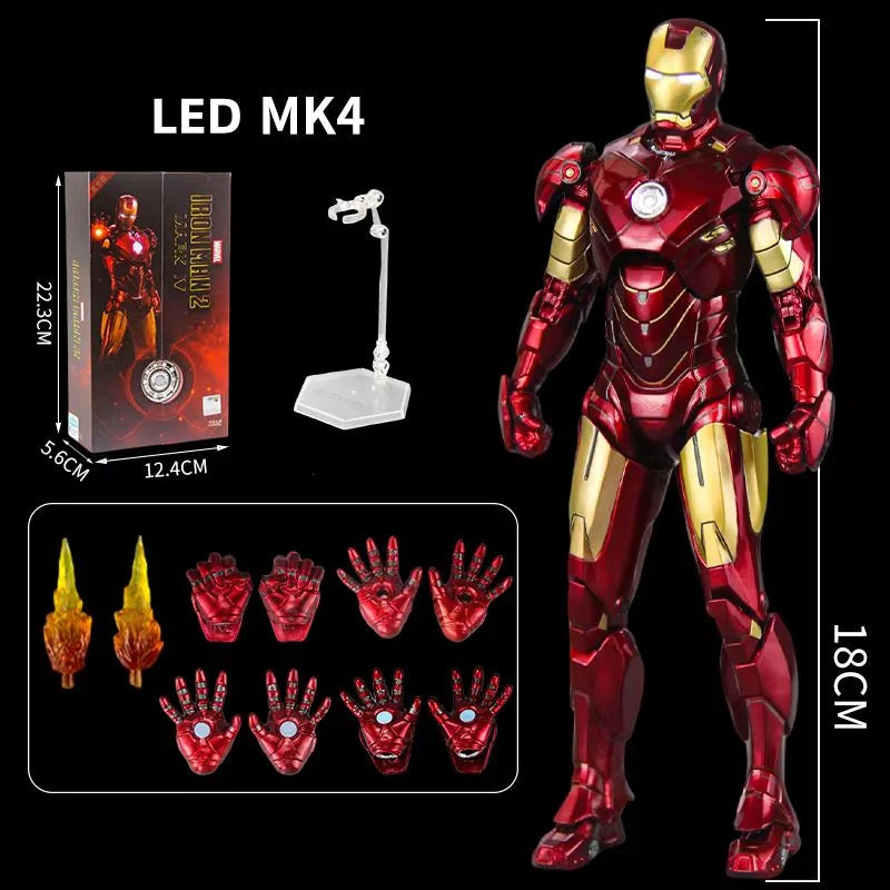 Figura de Acción ZDTDS Marvel Avengers Iron Man Serie Mark con Luz LED, Modelo Coleccionable para Adultos, Juguete de Exhibición