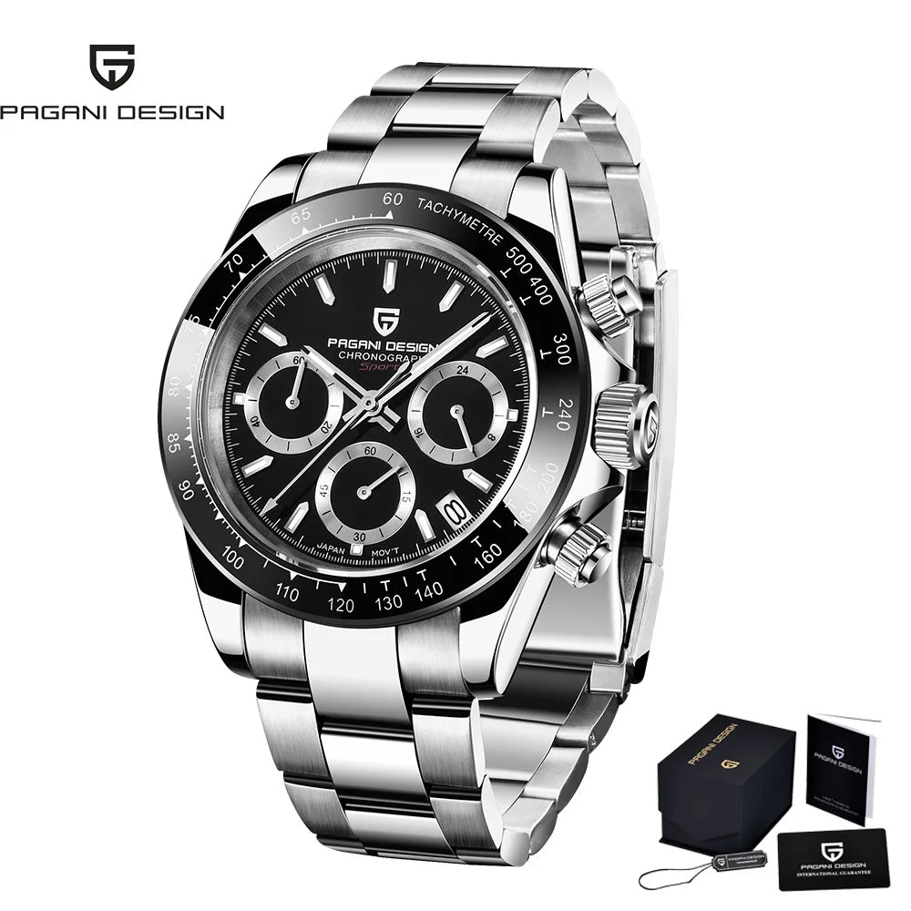 PAGANI Design Chronograph Quartz Watches Sports Sapphire Stainless Steel Waterproof watch for Men Reloj Hombre PD166