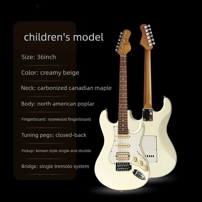 Guitarra Eléctrica para Niños de 36 Pulgadas, Guitarra Eléctrica de Práctica para Principiantes, Guitarra con Mástil de Madera Carbonizada, Instrumentos de Nivel Inicial
