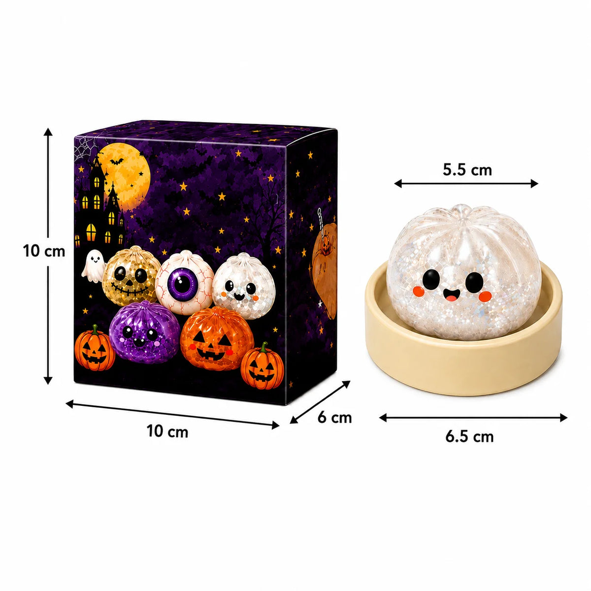 Juguete Antiestrés de 5.5cm/8.5cm con Forma de Fantasma de Halloween, Squishy de Presión de Ascenso Lento para Niños y Adultos, Regalo Antiansiedad
