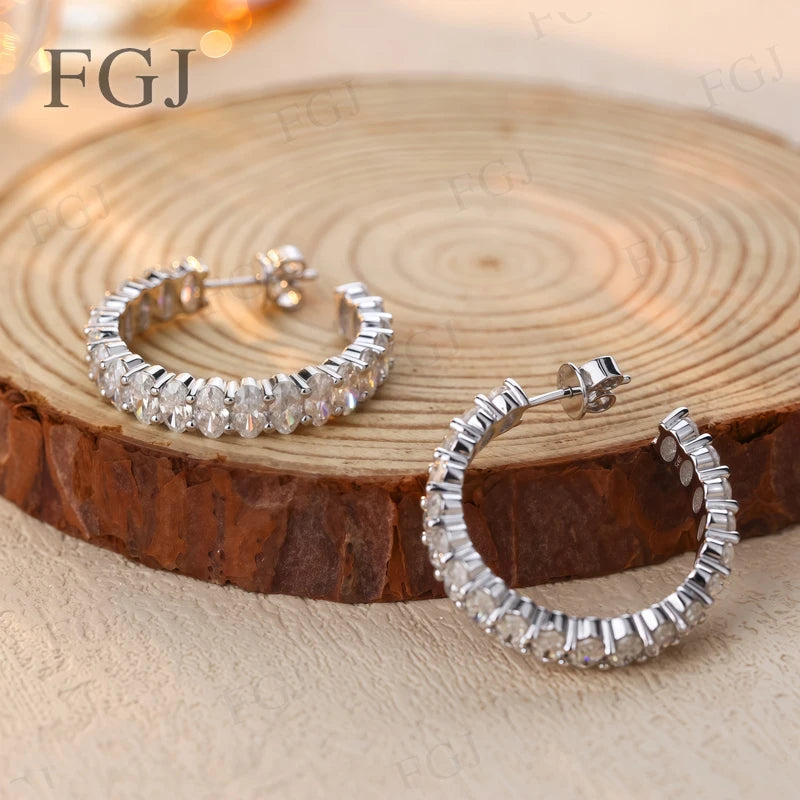 Pendientes ovalados personalizados hechos a mano con moissanita de diamante de laboratorio, diseño único personalizado con joyería elegante atemporal para Navidad