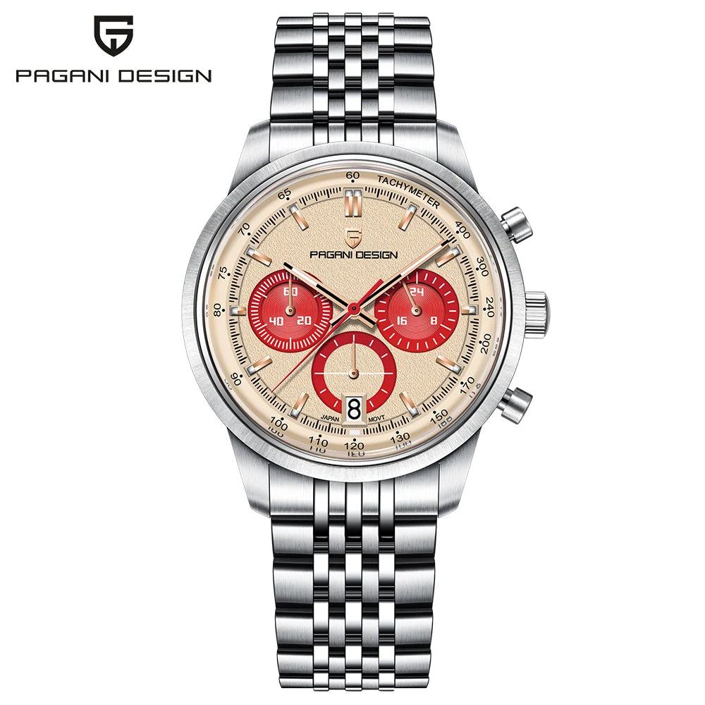 2026 commercial brand Pagani design men's quartz watches sports fashion vk63 men's watch all-steel calendar watch for men 10BAR