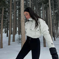 Mono de esquí de moda para mujer con cuello alto, cremallera, manga larga, cinturón, corte ajustado, cintura alta, mono cálido, ropa de esquí para mujer, invierno 2026