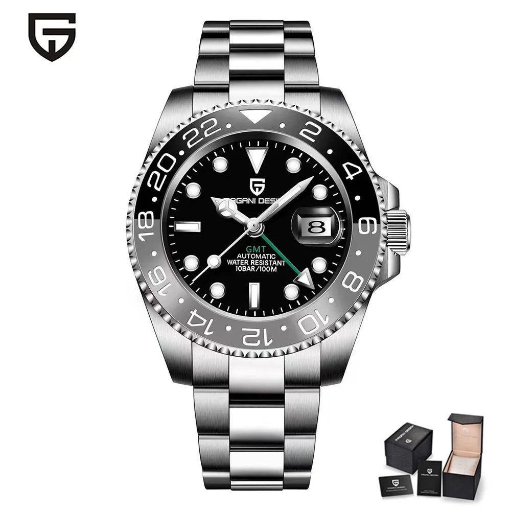 Nuevo reloj mecánico automático para hombre Pagani Design V2 de 40 mm, reloj GMT de acero inoxidable con cristal de zafiro, reloj deportivo de marca superior para hombre