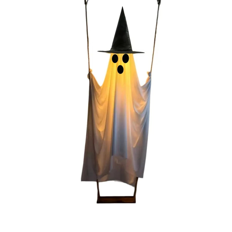 Decoración de fantasma oscilante de Halloween, adorno de fantasma colgante brillante para porche, patio, jardín, decoración de fiesta, exhibición al aire libre, regalo de festival