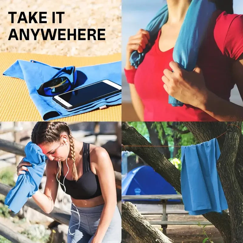 Toalla de Playa de Microfibra Ultraligera de Secado Rápido con Bolsillo, Toalla Deportiva Absorbente Portátil para Piscina, Gimnasio, Fitness, Yoga
