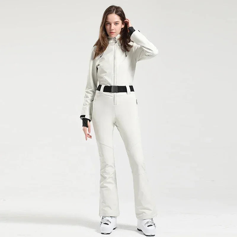 Traje de esquí ajustado para mujer, mono Cálido impermeable a prueba de viento, conjunto de esquí de una pieza, ropa de invierno, chaqueta de Snowboard, monos, 2025