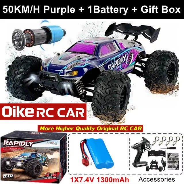 Coche teledirigido Oike 4WD 1:16 80 km/h super sin escobillas 50 km/h con escobillas, 4x4 todoterreno, camión de carreras de alta velocidad, buggy de juguete