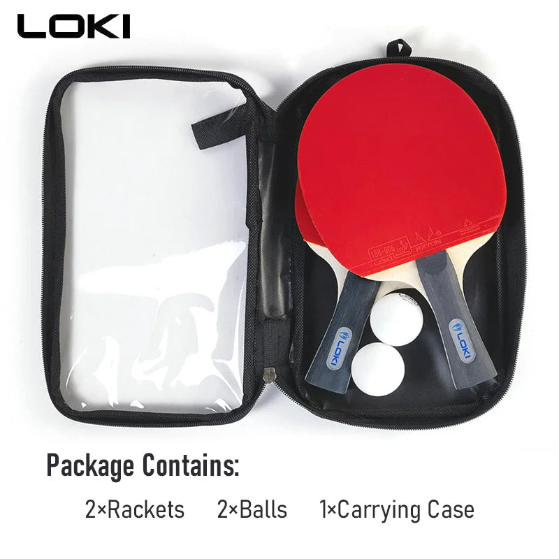 Juego de raquetas de tenis de mesa LOKI K1000 K3000 K5000 con 2 uds de paleta de Ping Pong, 2 pelotas originales y 1 Estuche de transporte
