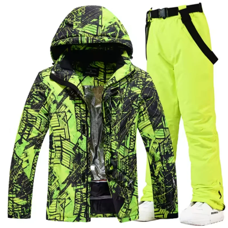 Traje de esquí colorido y cálido para hombre, ropa de snowboard, chaquetas de invierno, pantalones para hombre, ropa impermeable, disfraces de nieve,-30