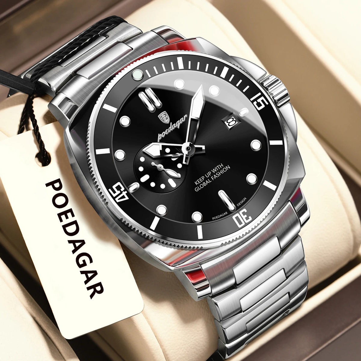 Reloj POEDAGAR de lujo para hombre, moderno, resistente al agua, con fecha, luminoso, de acero inoxidable, reloj de cuarzo para negocios y deportes