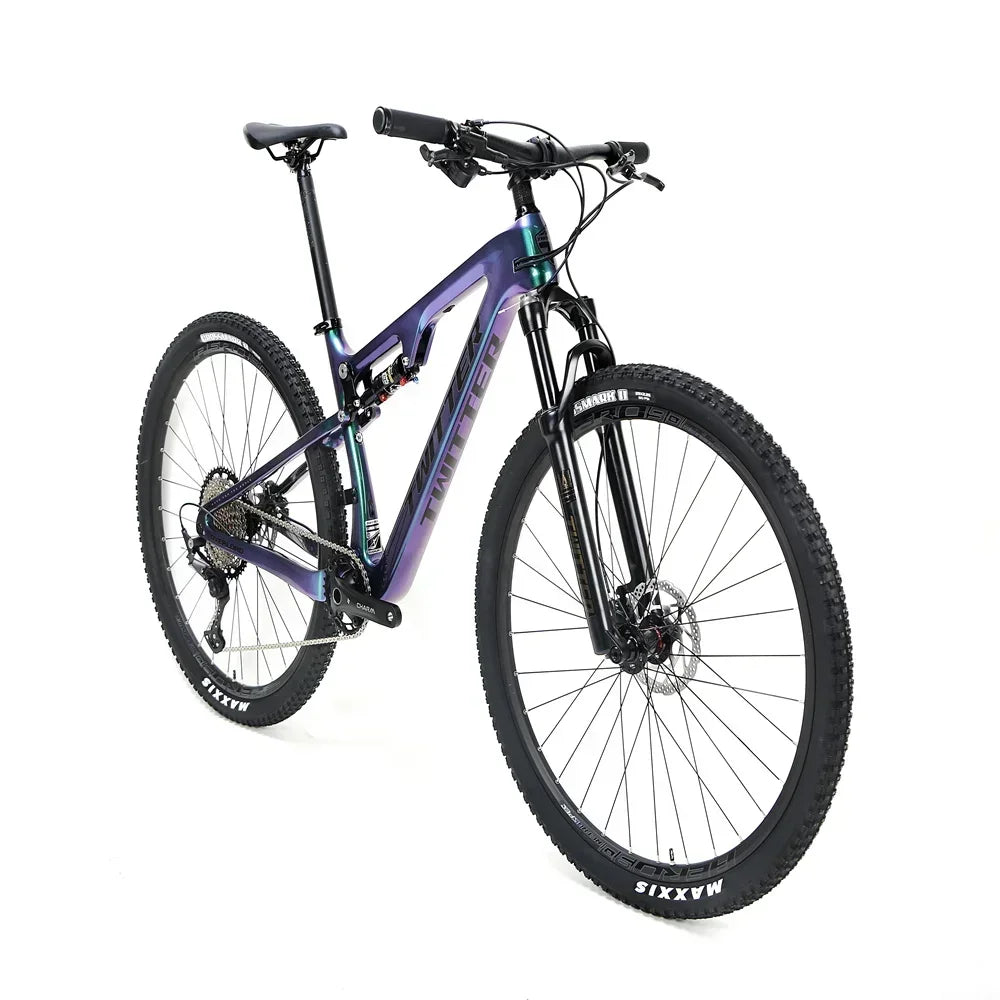 Bicicleta de montaña de fibra de carbono TWITTER OVERLORD, suspensión completa clase AM, frenos de disco hidráulicos M6100 de 12 velocidades, 27.5/29 pulgadas * 15/17/19/21 pulgadas