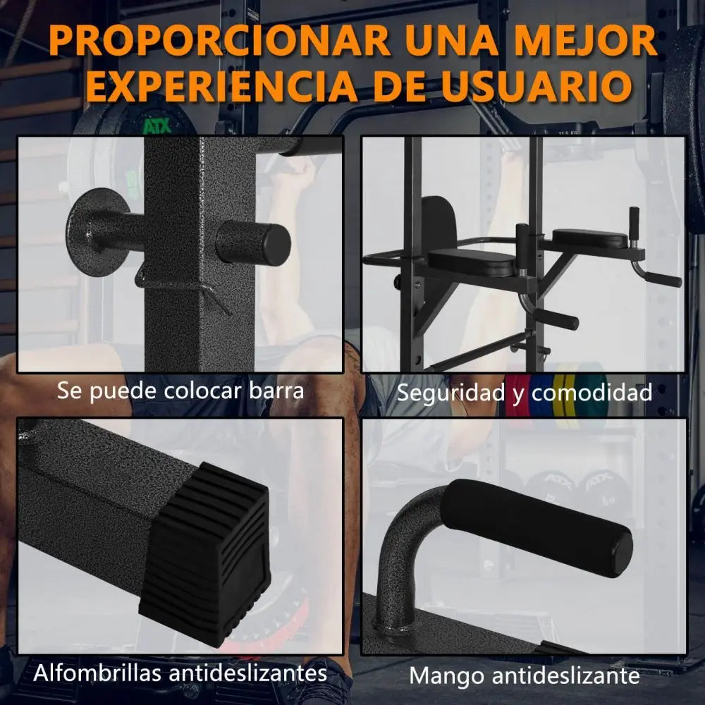 Estante de gimnasio multifunción, estación de inmersión de torre eléctrica con banco de pesas, barra de dominadas, ejercicio Abdominal para entrenamiento de fuerza en gimnasio en casa