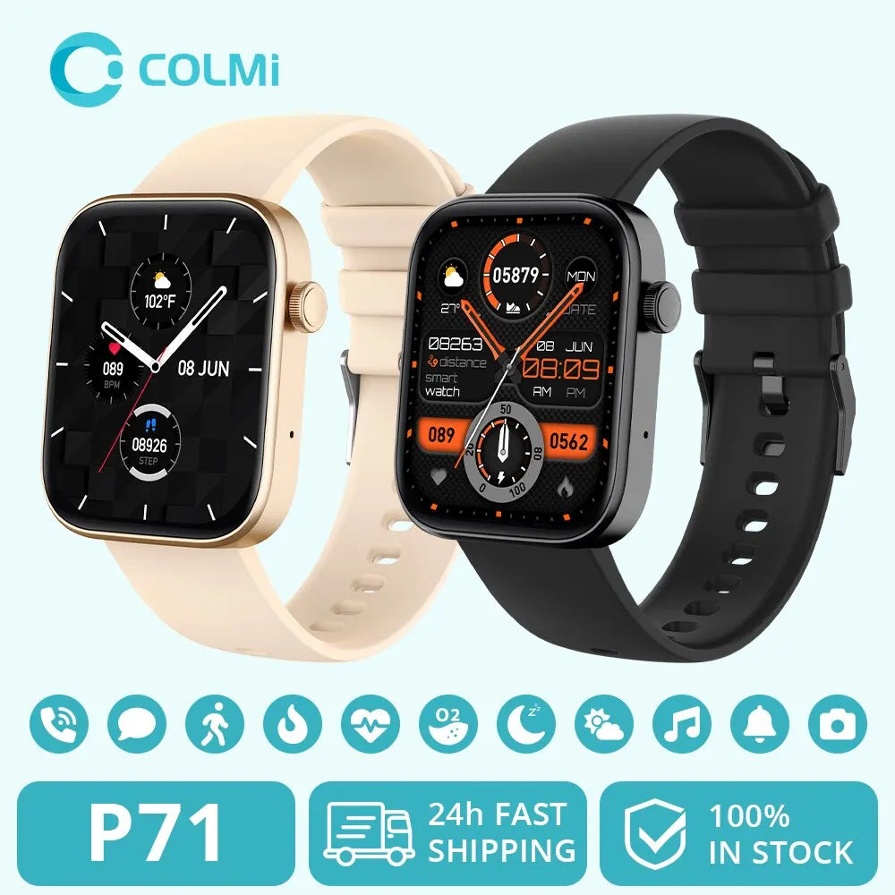 COLMI P71 Smartwatch con llamadas de voz, monitoreo de salud para hombres, resistencia al agua IP68, notificaciones inteligentes, asistente de voz, Smartwatch para mujeres