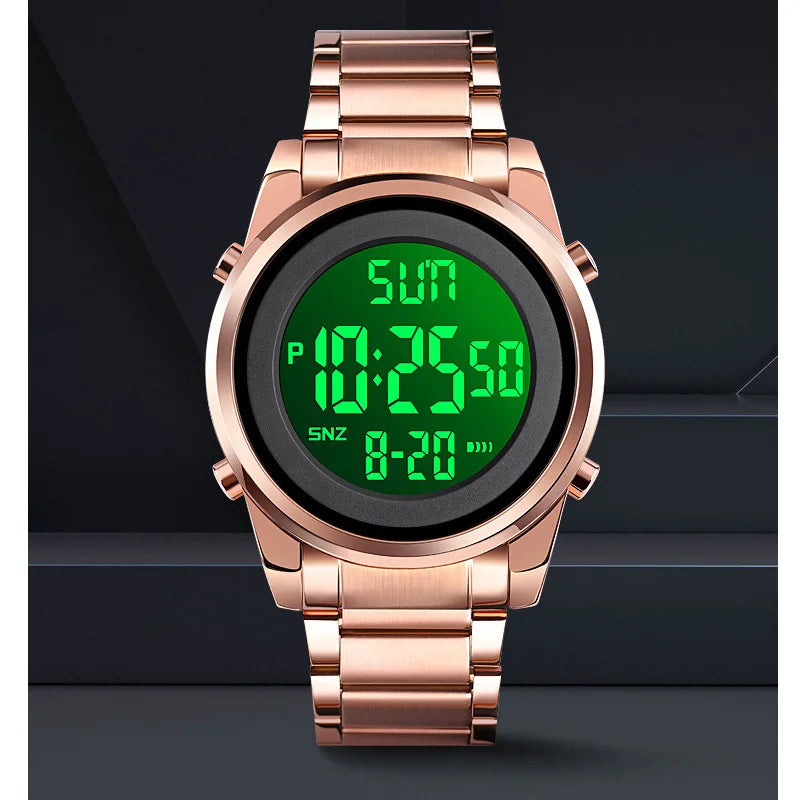 Reloj digital deportivo SKMEI de lujo para hombre, resistente al agua, de acero inoxidable, reloj de pulsera electrónico para caballero, modelo 1611