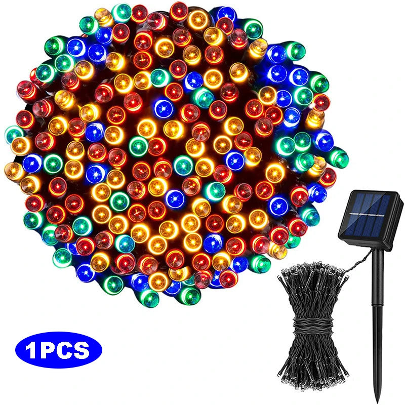 1/2pcs Solar String Lights 100 LED Waterproof 8 Lighting Modes for Courtyard Garden Tree Party Christmas Halloween Decorations