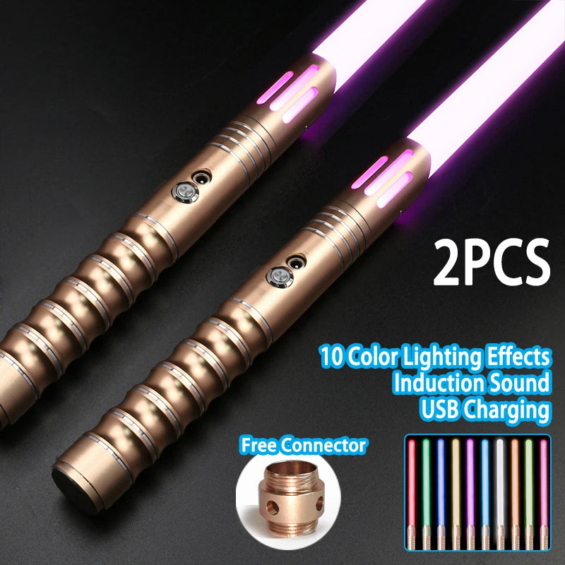 Juguete de espada láser de metal, sable de luz RGB con 7 colores, sonido, efectos Force FX, FOC Blaster, espada láser Jedi para niños, regalo