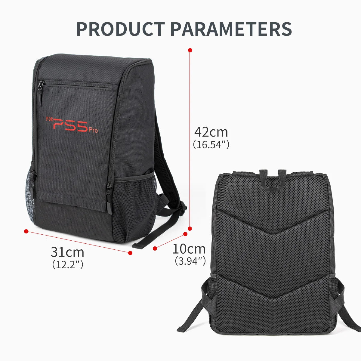 Mochila de transporte para PS5 Slim / PS5 Pro, bolsa duradera y cómoda de gran capacidad para consola con lector de discos/digital y accesorios