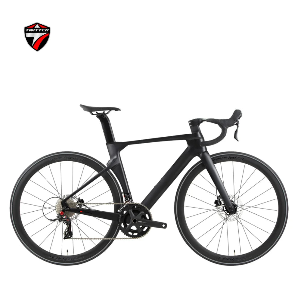 TWITTER R10Pro 105R7120-24 velocidades, bicicleta de carretera de fibra de carbono T800 rompevientos con frenos de disco hidráulicos, 56 cm