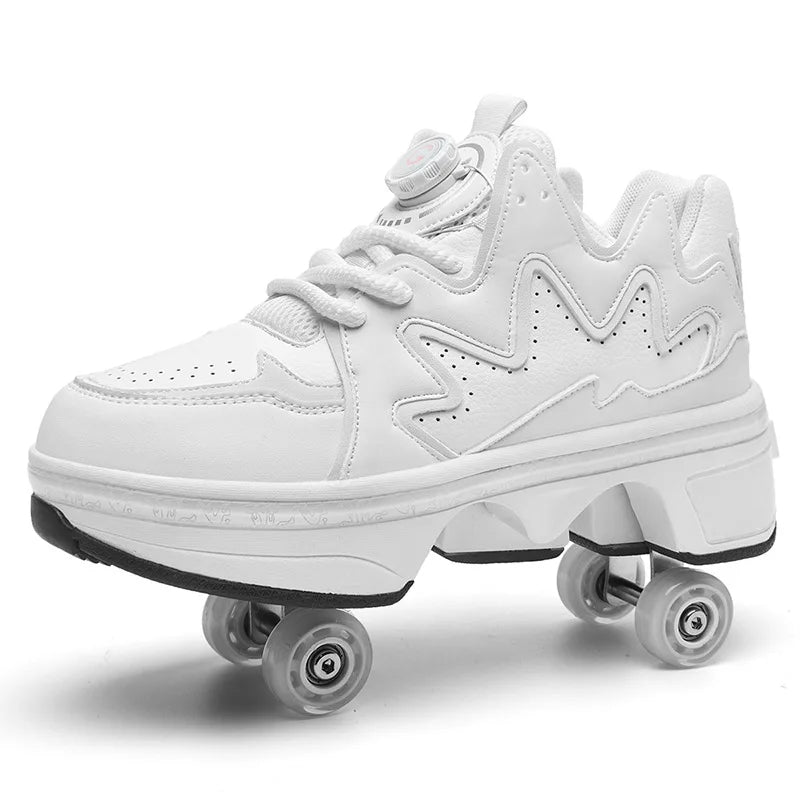 Patinaje con estilo: patines convertibles blancos 2 en 1, que marcan la diferencia en el patinaje y son el mejor regalo para amigos.