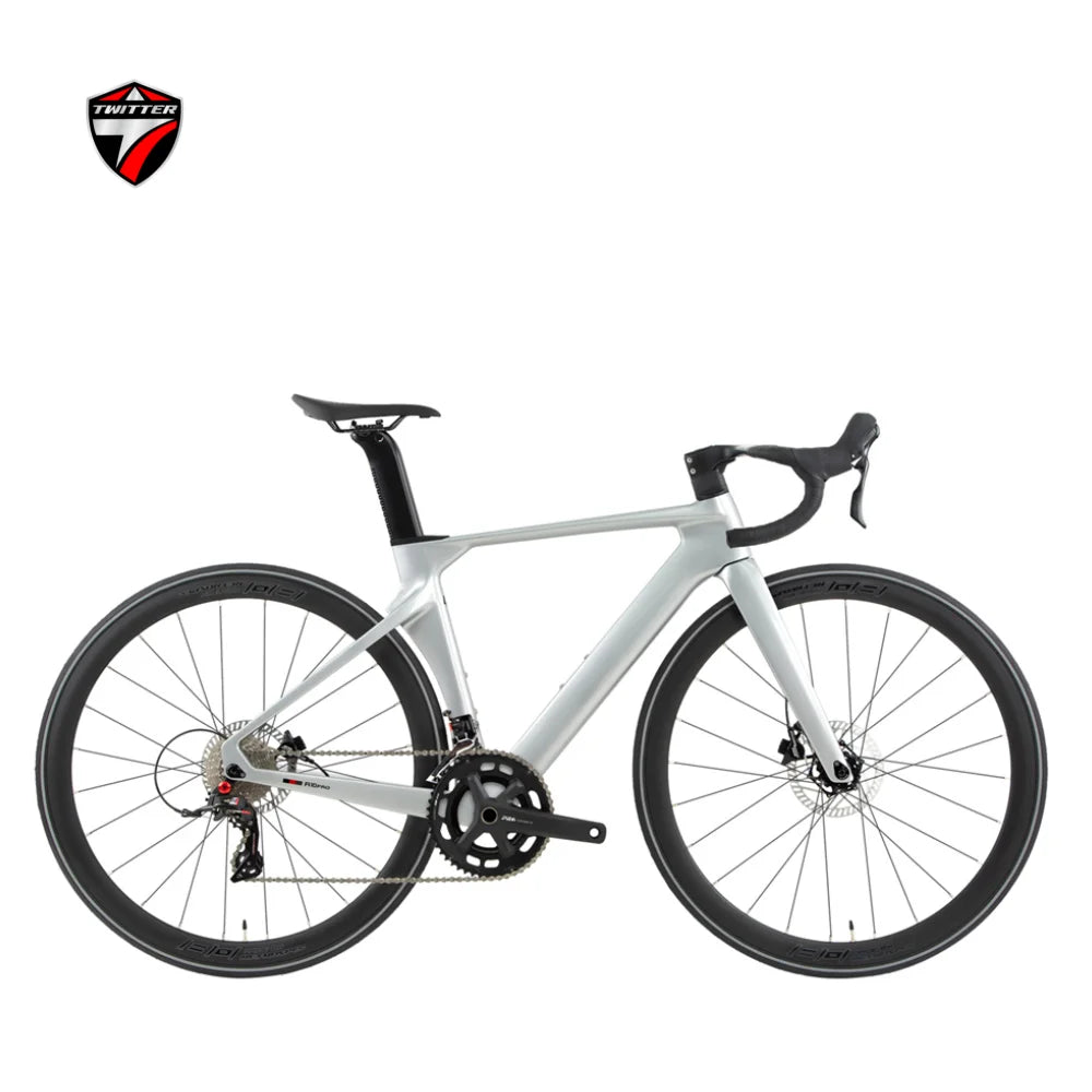 TWITTER R10Pro 105R7120-24 velocidades, bicicleta de carretera de fibra de carbono T800 rompevientos con frenos de disco hidráulicos, 56 cm