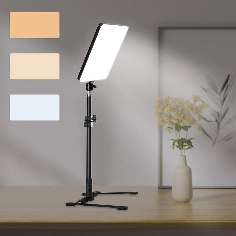 Panel de Luz LED de 10 Pulgadas para Video, 3000K-6000K, CRI 95+, Iluminación para Fotografía con Trípode para Transmisión en Vivo, Lámpara de Estudio Fotográfico