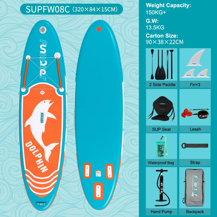 Tabla de Paddle Surf Inflable FunWater, Tabla SUP Antideslizante de 320–385 cm, Tabla de Paddle Surf Portátil Inflable para Surf, Turismo, Pesca, Yoga y Deportes Acuáticos