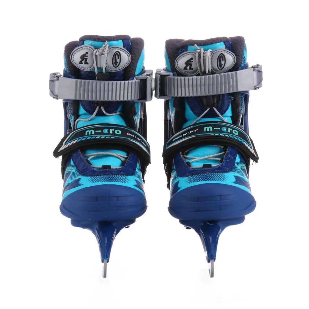 Patines de hielo para niños de tamaño ajustable, cuchillas de acero inoxidable, botas de patinaje sobre hielo con soporte seguro y cálido para principiantes.
