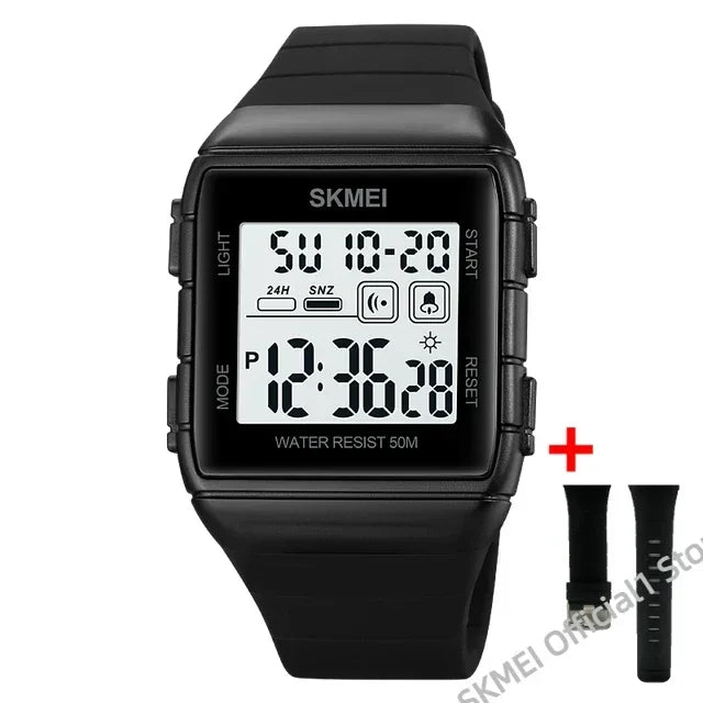 Reloj digital militar para hombre SKMEI 1960, deportivo, con calendario, cuenta regresiva, resistente al agua, a prueba de golpes, reloj de pulsera para hombre 1560