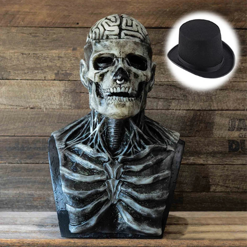 Máscara de esqueleto de cerebros espeluznantes, tocado de calavera, Cosplay de Zombies sangrientos, casco de látex, accesorios de disfraz de fiesta de Carnaval y Halloween